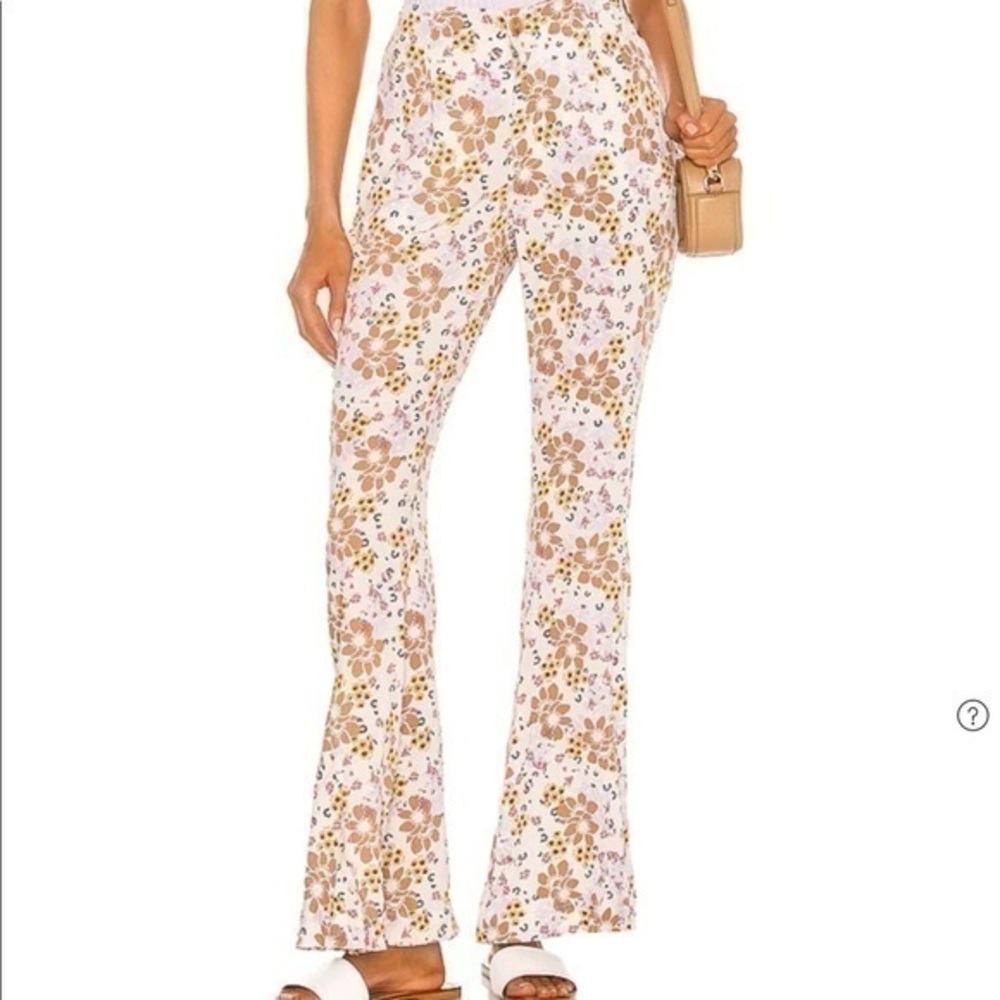 Free People Floral Print Flare Leg Pants